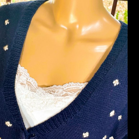 ▪️VTG▪️MARISA CHRISTINA▪️Christmas Beaded Angels & Stars Oversized Cardigan - Picture 3 of 8